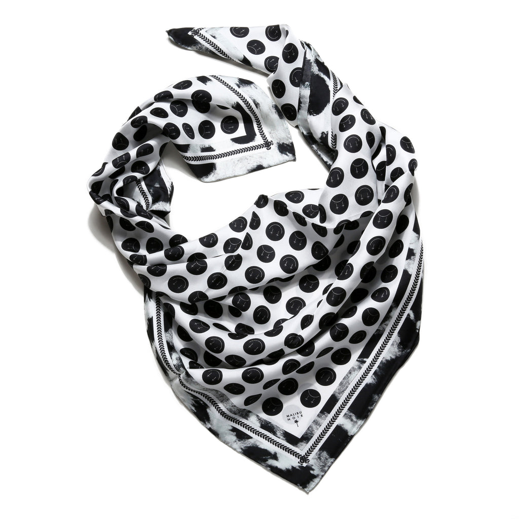 MALIBU POLKA SMILEY SILK SCARF